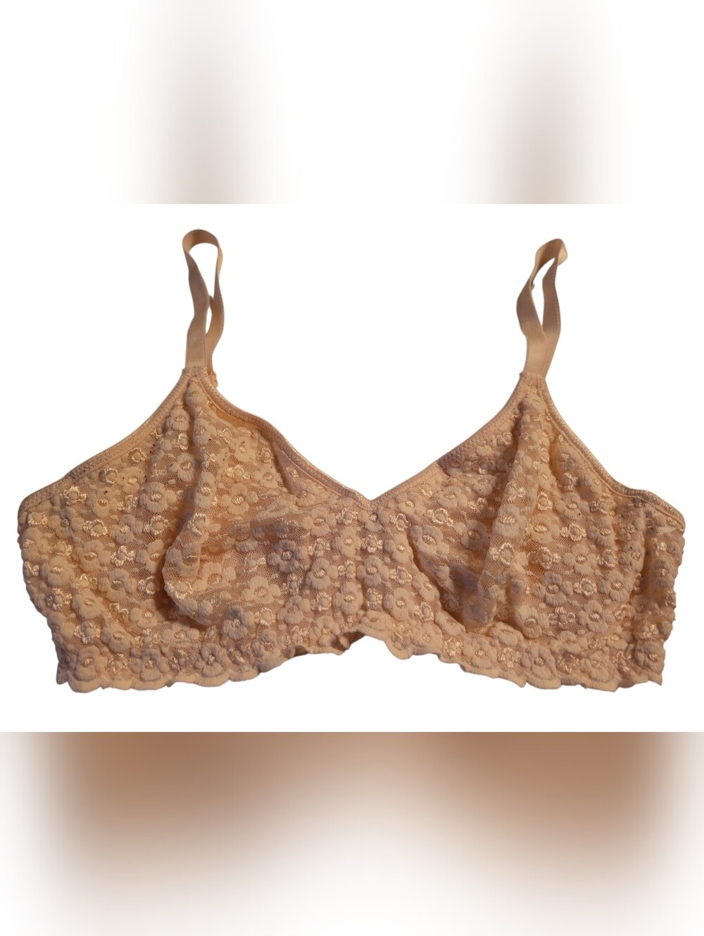 Vintage Olga Lace Softcup Bra 36C in Beige Style 33032